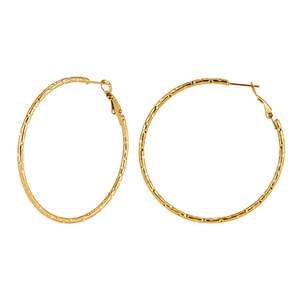 Modernos Pendientes de Aro Minimalistas de Acero Inoxidable Chapado en Oro de 18K con Forma de Bambú de 50mm para Mujer, Regalo de Joyería - Product Image 1