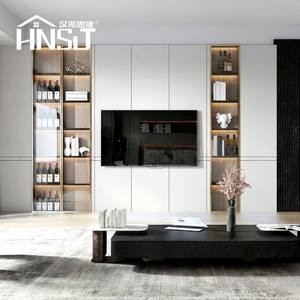 <span class=keywords><strong>Meuble</strong></span> <span class=keywords><strong>TV</strong></span> mural intégré moderne grande capacité avec porte vitrée et éclairage LED pour salon, mobilier sur mesure, directement de l'usine - Product Image 2