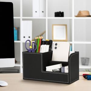 منظم مكتب جلدي مستطيلي حديث متعدد الوظائف قلم رصاص لبطاقات العمل صناديق تخزين قرطاسية للهاتف المحمول صناديق - Product Image 1