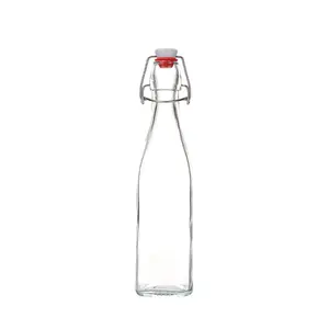 Elegant Round Glass Bottles Collection Flip Top Closure Clear and Airtight Various Sizes Available