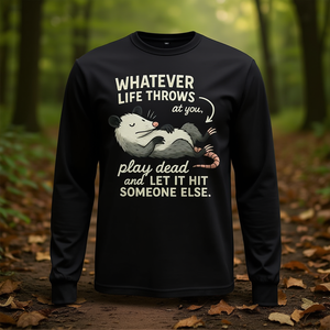 Camiseta de manga larga con estampado gráfico Possum Quote, cuello redondo unisex, impresión digital, talla para adultos - Product Image 3