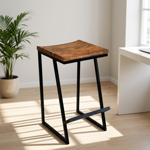 Tabouret de bar antique en bois et fer, style nordique, pour hôtel, restaurant, cuisine, salle à manger - Product Image 4