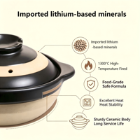 Ensemble de casseroles en céramique de style japonais, faites à la main, résistantes aux hautes températures, de qualité commerciale, durables, pour cuisinière à induction