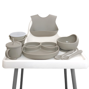 Ensemble de vaisselle pour bébé écologique, récipient à collation pliable anti-fuite, assiette divisée, bol à ventouse, gobelet à eau non toxique avec une paille - Product Image 4