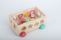 Voiture de ferme éducative en bois Montessori, jeu de récolte de carottes, blocs en bois, trieur de formes, jouets pour bébés