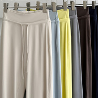 Pantalon de sport de luxe pour femme, taille haute, avec cordon de serrage, jambe large, pour la danse, le Pilates, la course à pied, grandes tailles, avec logo personnalisé