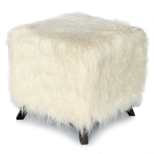 En peluche carré blanc tabouret de rangement pour la décoration de la maison - Product Image 1