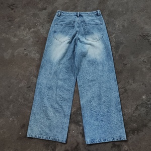 Pantalones Vaqueros Anchos de Mezclilla con Pedrería, Estilo Baggy, Lavado Vintage, Personalizados para Hombre - Product Image 3