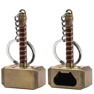 Porte-clés marteau de Thor en alliage métallique, ouvre-bouteille de bière, breloque Viking, pour cosplay, accessoires de voiture, décoration, vente en gros - Product Image 1