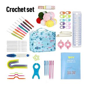 Kit de crochet, fil à tricoter, accessoires de tricot, outils d'apprentissage pour débutants, tissu doux, portable, coloré, écologique - Product Image 6