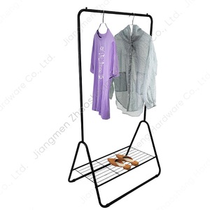 Simple Floor Standing <b>Clothes</b> <b>Rack</b> With Shoe Shelf For Home Bedroom Storage Organization Black Metal Frame Rectangle Design - Product Image 5