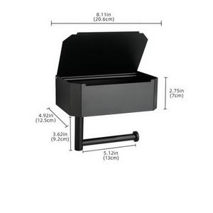 Porte-papier toilette WEKIS en acier inoxydable noir avec étagère, à fixer au mur, pour salle de bain et cuisine, design moderne - Product Image 3