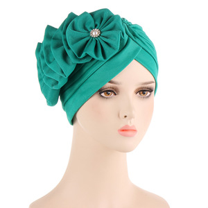 Turban plissé fleuri pour femme, <span class=keywords><strong>bonnet</strong></span> chimio extensible, pour perte de cheveux, patients atteints de cancer, prière musulmane, chapeau de sommeil doux à motif floral - Product Image 5