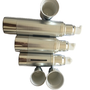 Luxury Silver 50ml 100ml Aluminum Cosmetic Skincare Packaging Lotion Pump Airless Bottle Airless Pump Bottle Airless Bottle - Product Image 1