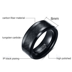 Antiker <span class=keywords><strong>Wolfram</strong></span> karbid ring Herren 8MM Wol frame Ringe für Herren schwarz - Product Image 2