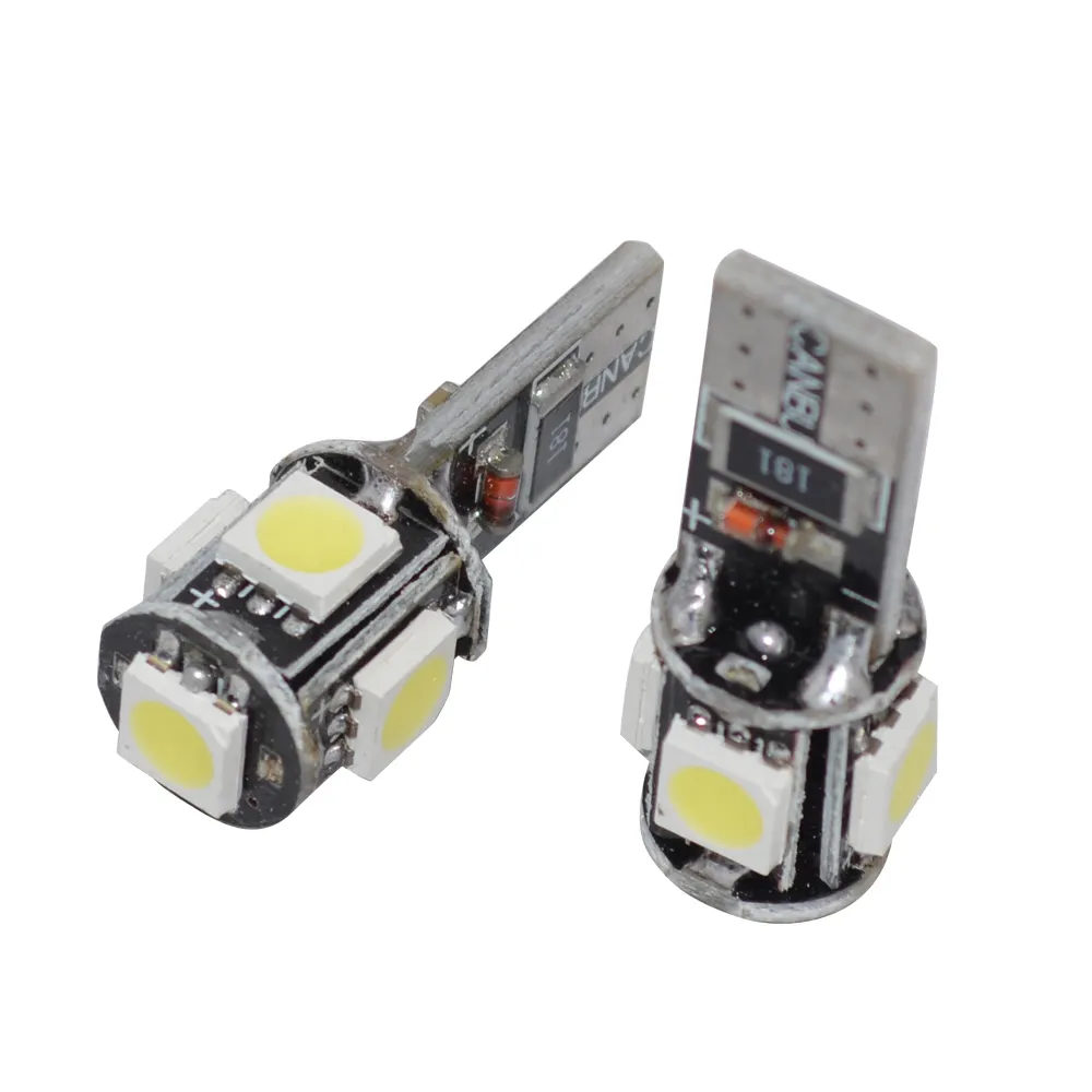 Trắng 12V 194 186 W5W 5050 5smd T10 5LED LED CANBUS Bóng Đèn Led xe ánh sáng T10