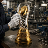 Réplica de Trofeo Deportivo de Lujo en Oro Electrochapado, Trofeo de Fútbol de Metal con Diseño de Espiral Recortada, Trofeo de Premio Honorífico