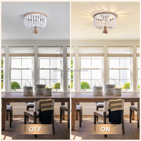 Lustre moderne en bois perlé à LED, luminaire de plafond, décoration intérieure, alimentation CA, IP65, certifié SAA, montage en surface, base en métal, interrupteur