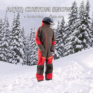 Chaqueta de Nieve Unisex con Capucha AQTQ, Diseño Personalizado, Pantalones de Esquí, Impermeables, Resistentes al Viento, Transpirables, Costuras Selladas, Estilo Holgado para Invierno - Product Image 2