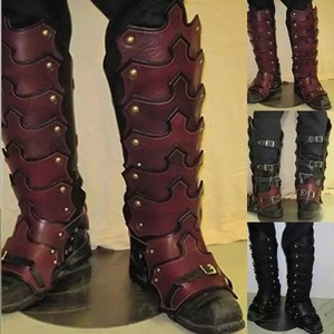 Armadura de Pierna de Cuero PU Medieval para LARP, Polainas Góticas, <span class=keywords><strong>Kit</strong></span> de Disfraz de Caballero Vikingo, Cubrebotas para Cosplay de Jinete para Hombres - Product Image 3