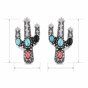 Orecchini creativi a forma di cactus colorati, gioielli retrò da donna per tutti i giorni, idee regalo - Product Image 5