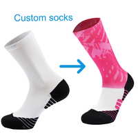 Chaussettes de compression d'équipage imprimées personnalisées à fond éponge à la mode OEM à haute élasticité