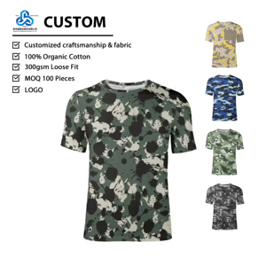 Camiseta de Manga Corta Informal para Exteriores, Personalizada con Logotipo, Ajuste Holgado, Transpirable, Anti-Pilling, de Tela de Jersey de Algodón - Product Image 1