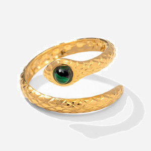 Anillo de Serpiente Chapado en Oro Ajustable para Mujer, Joyería con Forma de Animal, Engaste de Bisel, Regalo - Product Image 1