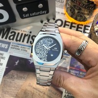 Nouvelle montre de mode en acier inoxydable à chiffres arabes de 41 mm pour hommes, motif marbré, quartz haut de gamme pour le commerce transfrontalier