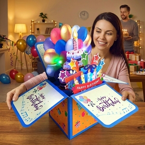 Tarjeta de Felicitación de <span class=keywords><strong>Cumpleaños</strong></span> Plegable con Diseño Nuevo, Velas que se Encienden, Luces, Tarjeta 3D Pop-up, Mensaje Musical, Creativa para Regalo de <span class=keywords><strong>Cumpleaños</strong></span> - Product Image 1