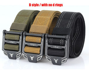 ファッションジーンズベルト男性機器用戦術デザイナーベルト耐久合金バックル厚いキャンバスオーバーオールズボンベルト - Product Image 3