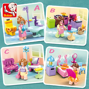 Sluban <span class=keywords><strong>Building</strong></span> <span class=keywords><strong>Block</strong></span> Toys 195PCS <span class=keywords><strong>Mini</strong></span> Handcraft PCS <span class=keywords><strong>Mini</strong></span> House 4 en 1 <span class=keywords><strong>Mini</strong></span> Kit de construcción de dormitorio para niños - Product Image 5