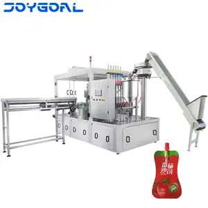 Roterende Automatische Tuit Zakje Vullen En Aftopping Schroeven Machine Voor Vloeibare Oranje Mango Sap Mineraalwater Gel Pasta Honing