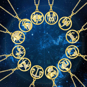 YILUN kalung liontin lapis emas 12 zodiak, perhiasan liontin tanda zodiak unik perak murni 925 - Product Image 1