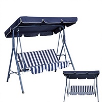 Fauteuils suspendus modernes en acier à trois baldaquins avec toit convertible – Mobilier d'extérieur durable pour terrasse et jardin