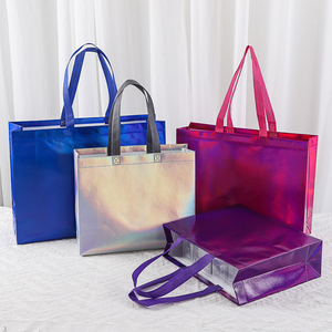 Bolsa de tela no tejida con logotipo personalizado, recubrimiento láser deslumbrante, reutilizable, con asas, para <span class=keywords><strong>compras</strong></span>, supermercado, regalos y días festivos - Product Image 6