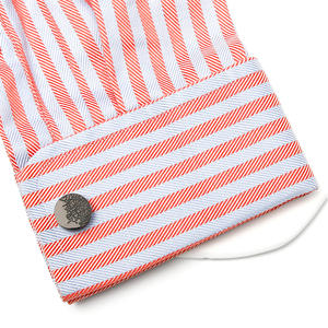 Hot Selling High Quality Luxury <b>Cufflinks</b> Personality Metal <b>Cufflinks</b> Stainless Steel Black Silver Round <b>Shirt</b> Cuff Links - Product Image 5