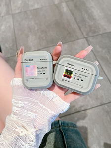 Étui personnalisé pour <span class=keywords><strong>AirPods</strong></span> avec lecteur de musique, nom de chanson personnalisé, personnalisation 1 pièce, coque grise mate pour <span class=keywords><strong>AirPods</strong></span> 1/2/3/Pro/Pro 2 - Product Image 4