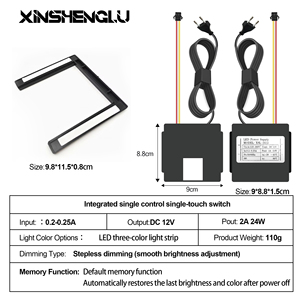 Interrupteur tactile intelligent XSL OEM ODM 12V avec pilote intégré, CCT réglable 3000K-6500K, gradation progressive et mémoire pour miroir - Product Image 2