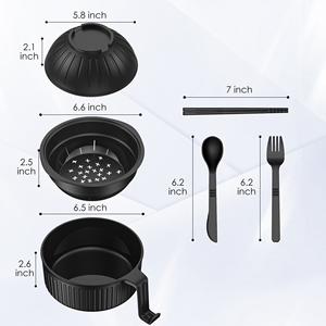 Tazón de ensalada personalizado, contenedor de almacenamiento de alimentos, tazones de plástico para microondas, tazón para fideos instantáneos con palillos y herramienta para desmenuzar pollo - Product Image 3