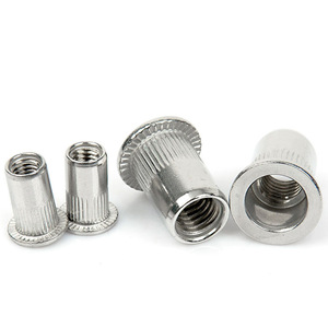 Thép không gỉ 304 Đầu phẳng có khía đinh tán Nut với dọc knurling cho Inox 304 <span class=keywords><strong>SS</strong></span> rivnut ren chèn - Product Image 1