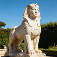 Statue de Sphinx en marbre blanc sculptée à la main, sculpture égyptienne en pierre naturelle pour la décoration de jardin extérieur