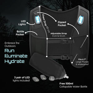 Gilet lumineux LED réfléchissant multifonctionnel pour les sports de plein air, le jogging, la randonnée, le cyclisme, la course à pied, avec sacs d'hydratation et pour téléphone portable - Product Image 2