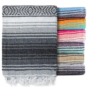Cobertor para acampamento, toalha de algodão para pilates, tecido à mão, mexicano, uso ao ar livre