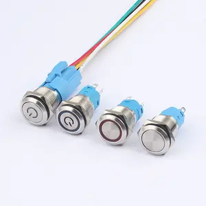 12mm 16mm 19mm 22mm latching led waterproof Push Button Switch ring Light Start Stop switch Car button AC DC Electronic