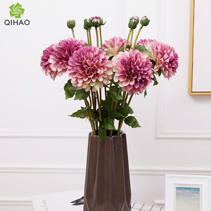 Fleurs artificielles QIHAO Dahlia en plastique, haute simulation, décoratives pour intérieur, arrangement de mariage, rose automne, violet clair - Product Image 1