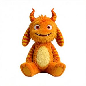 Juguete de Peluche de Monstruo con Cuernos y Rayas Naranjas, Personalizable en Color, Peluche de Animal de Peluche Personalizado - Product Image 3