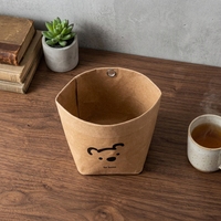 Bolsa de Almacenamiento para Auto con Diseño de Oso, Contenedor de Basura para Salida de Aire, Lavable, Impermeable, de Papel Kraft Resistente, Organizador para Vehículo