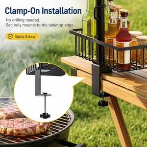 Support de rangement multifonctionnel moderne pour accessoires de barbecue d'extérieur, en acier au carbone, pour épices et essuie-tout - Product Image 2