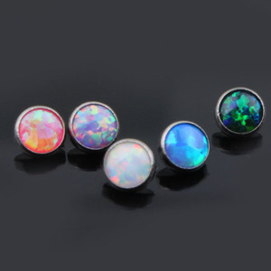14g G23 Titane Hypoallergénique 5mm Opale <span class=keywords><strong>de</strong></span> <span class=keywords><strong>Feu</strong></span> Ancre Dermique Microdermique Bijoux Corps Piercing pour Mariage Tête Tops Base - Product Image 3